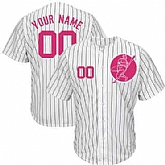 Yankees White Customized Pink Logo Cool Base New Design Jersey,baseball caps,new era cap wholesale,wholesale hats